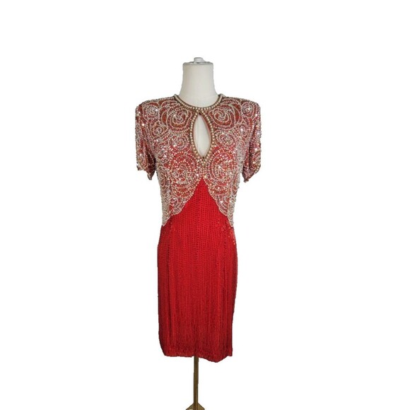 Oleg Cassini Dresses & Skirts - VTG Black Tie by Oleg Cassini Short Sleeve Sequin Beaded Mini Dress Women’s 6